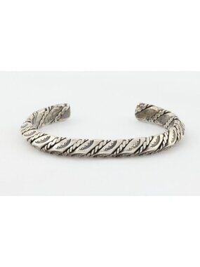 Sterling Silver Thick Braided Rope Design Cuff Bracelet 6 3/4" inch